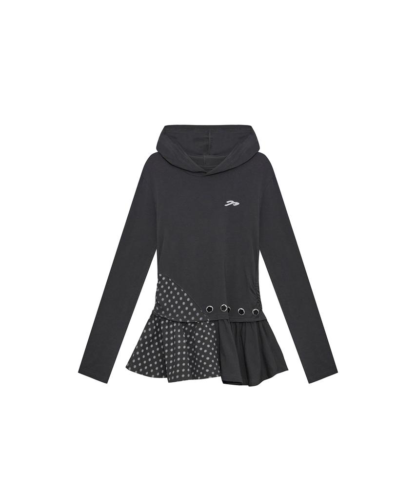Tansanmageunesyum Button Hooded Layered Dress (Charcoal)