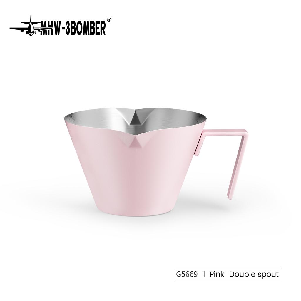 MHW-3BOMBER 100ml Espresso Measuring Cups Single/Double Spouts Stainless Steel Espresso Shot Cups with Handle Scale Barista Tool