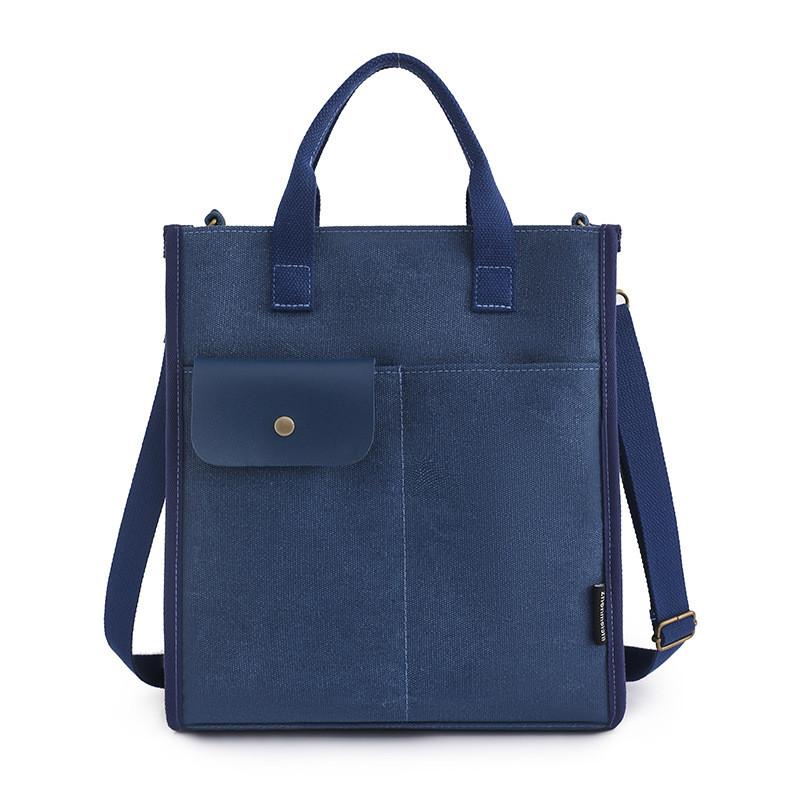 Canvas Shoulder Bag For Women With Zipper Pockets Casual Street Style For Daily Use