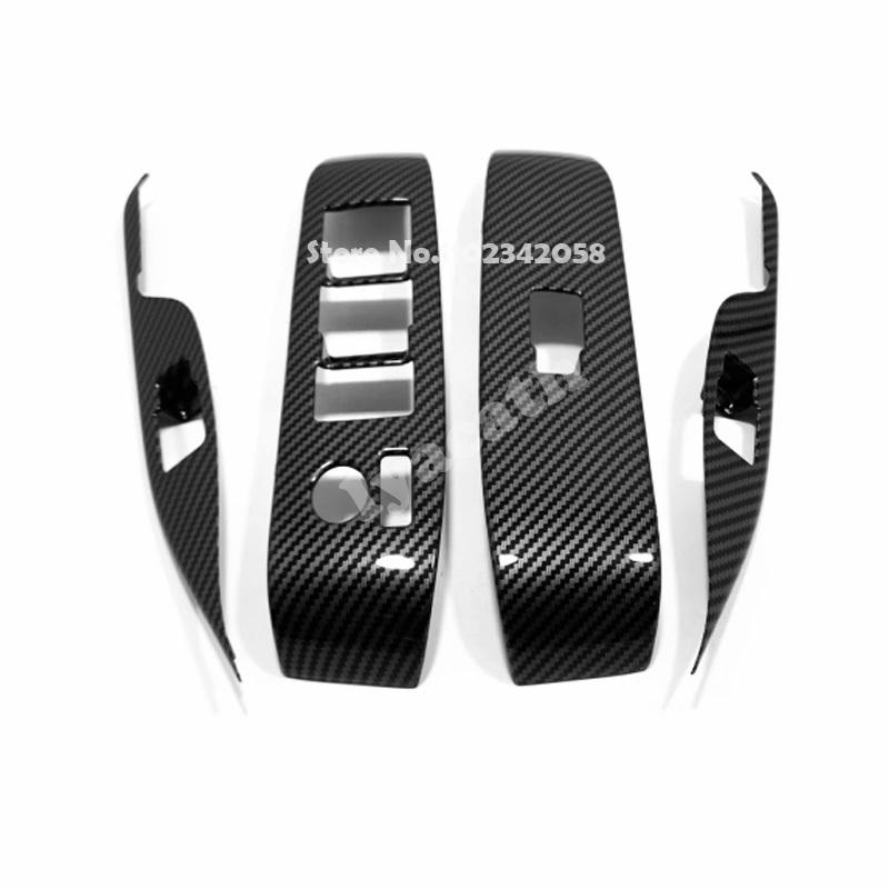 For Toyota Alphard Vellfire 30 series 2016- ABS carbonfiber Window Lift Control Cover  glass Switch Lift button Panel Cover