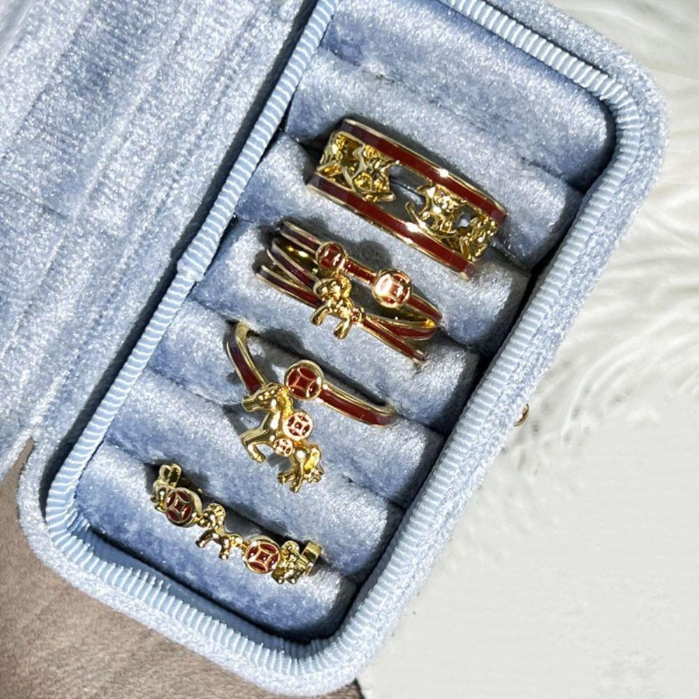 Adjustable Zodiac Horse Ring Cartoon Opening Ring Creative New Year Rings Gift