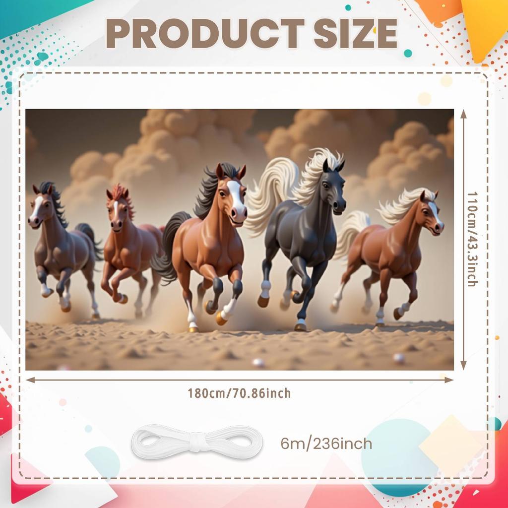 Horse Banner Running Horse Pattern Equine Display Horse Themed Banner Desert Scene For Western Themed Party Cowboy Themed