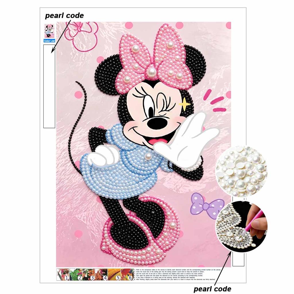 Disney Pearl Painting 5D Minnie Mouse Pearl Gemstone Art Diamond Painting Kit for Adults Beginners Gift Ideas Perfect Wall Home Decor