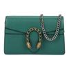 Dionysus Distressed Tiger Head Buckle Chain Leather Crossbody Bag Shoulder Bag Super Mini Women's Emerald Green