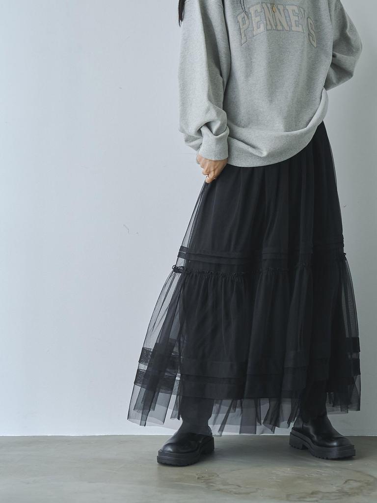 Cohen Tucked Tiered Tulle Skirt 76706460224 0950 M BLACK(09)