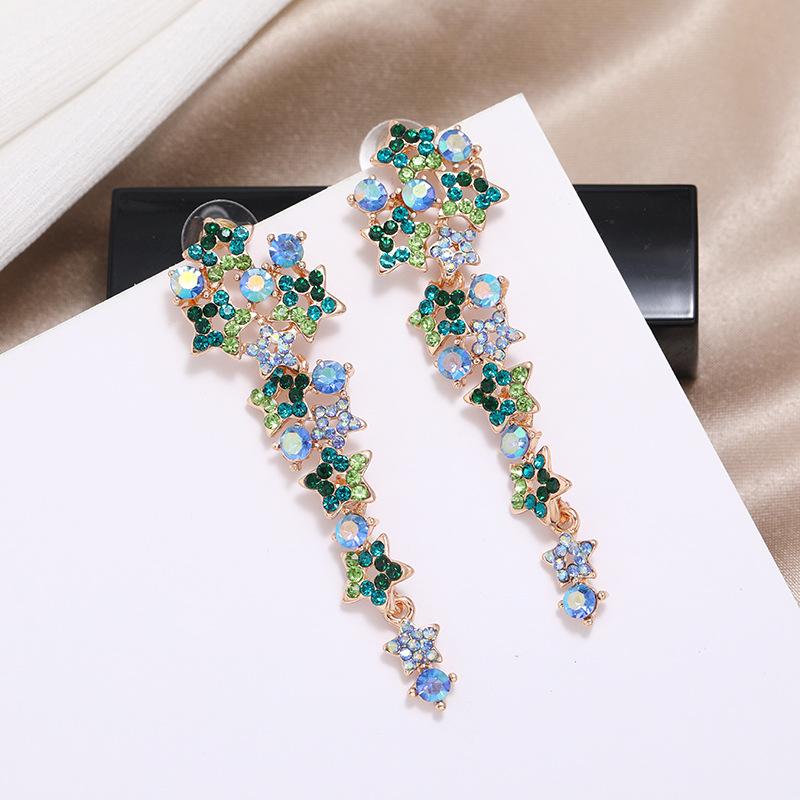 S925 silver needle niche baroque retro personalized crystal stud earrings women's fashion versatile long temperament earrings