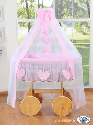 Moses Basket with Canopy Deluxe - Amelie Pink