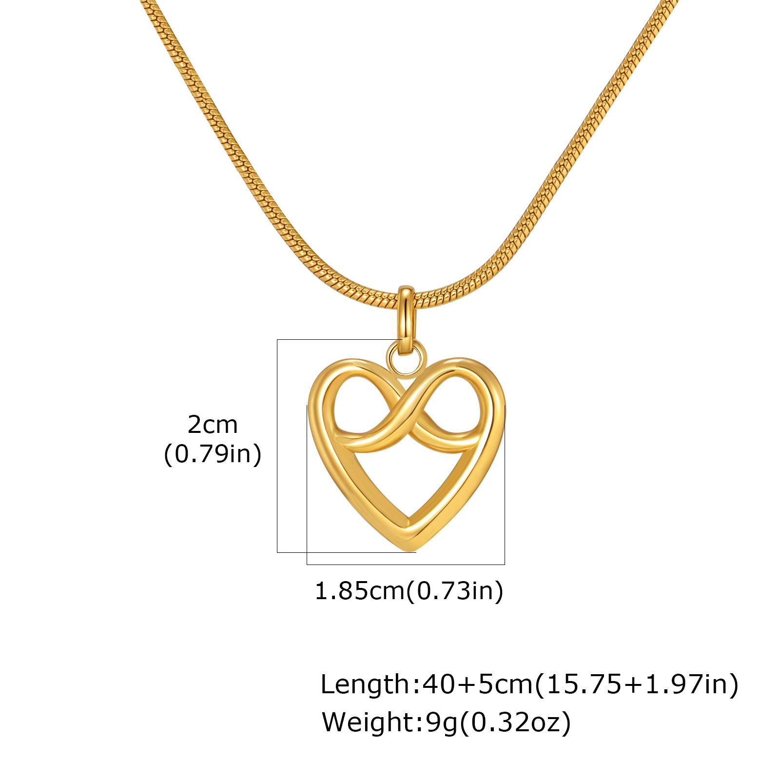 Stainless Steel Heart Infinity Pendant Necklace Plated 18K Gold Wind Niche Snake Chain Necklace Nc-2435 золотой