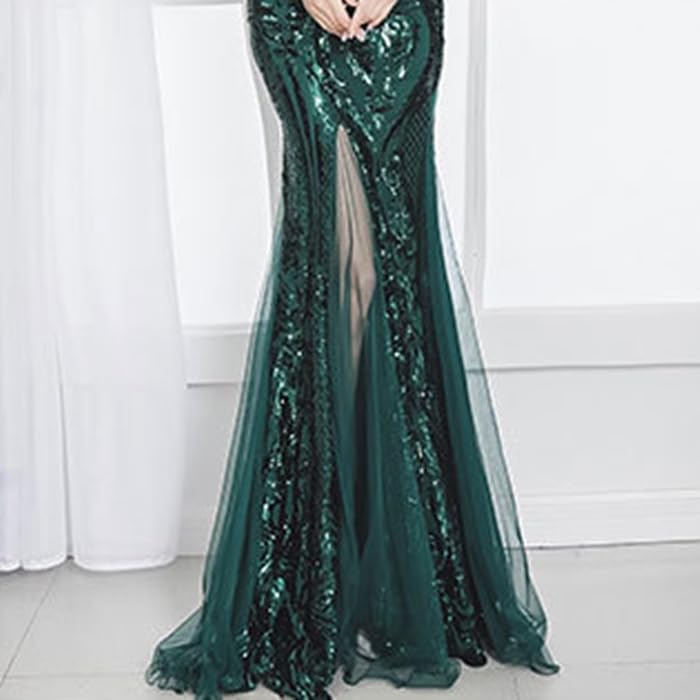 Mermaid Perfect for and with Flattering Design [88flix] Dress, Green, Sequined, Formal, Parties, Weddings, Recitals, (XL)