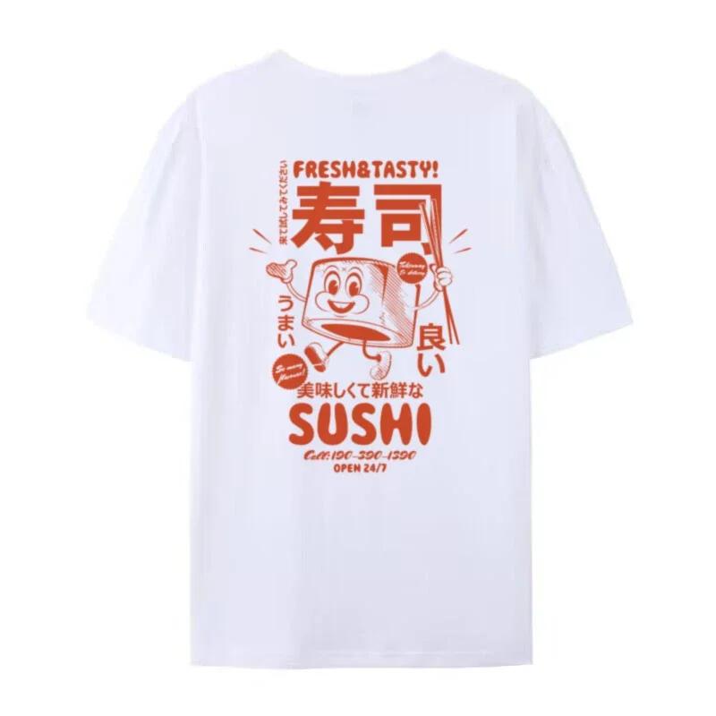

Retro Sushi Back Print Japanese Food TShirts Women Cute Funny Graphic Tees Oversized Streetwear Clothes Unisex Fashion Top Gift S