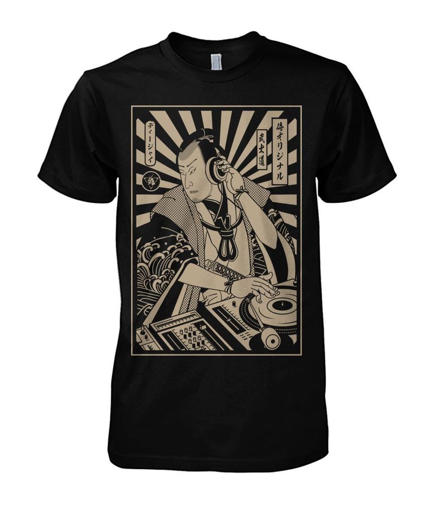 Dj Samurai Funny Black T-shirt Men T Shirt Fashion Cotton Shirts Summer O-neck Tshirt Cool Tees Tops Harajuku Fashion Streetwear