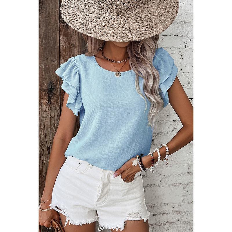 Summer Pullover Short-sleeved Women s Fashion Round Neck Short-sleeved T-shirt S
