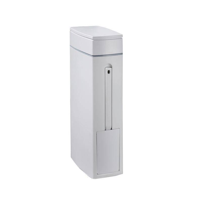 

Ultra-Thin Trash Can with Toilet Brush, Press-Open Lid, Minimalist Design for Bathroom