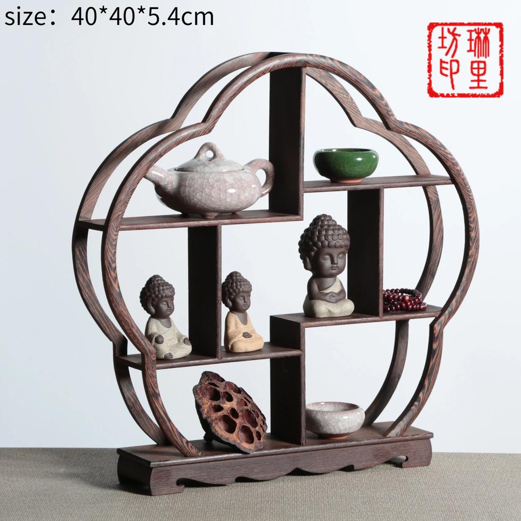 Wooden Carved Display Stand for Kung Fu Teapot & Tea Set - Chinese Craft Home Tea Accessory Decoration