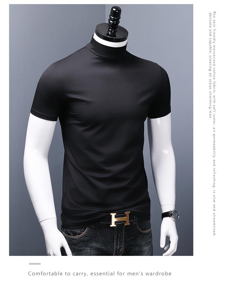 Herr Slim Fit Modal Höghals Merceriserad Bomulls T-shirt