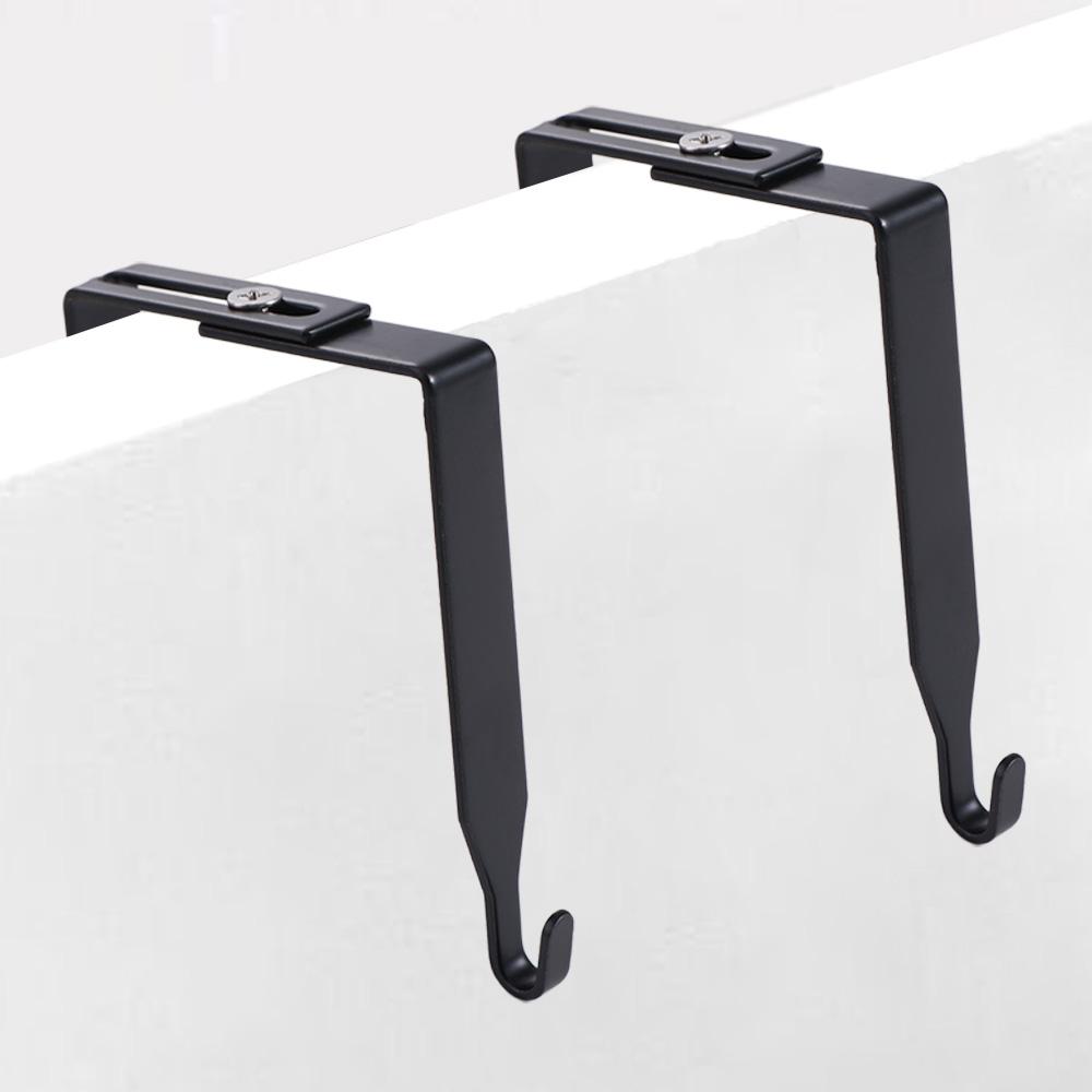 4Pcs Universal Iron Adjustable Cubicle Hook Flexible Reusable Partition Hanger Black Door Storage Hooks Potted Plants
