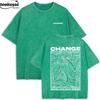 Change Never Look Back Printed Laundry Tshirt Womens Cotton Wide Tshirt Summer Short sleeved Top Casual Oneck Clothing