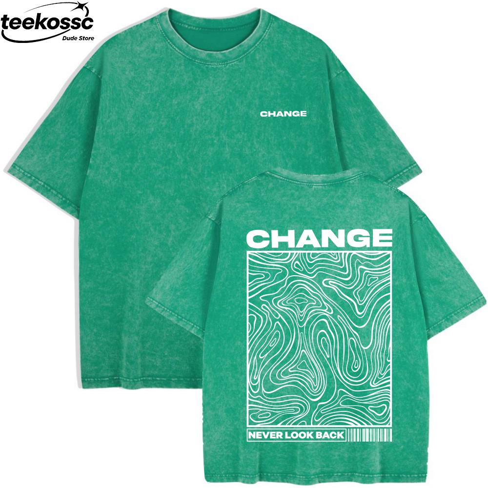 Change Never Look Back Printed Laundry Tshirt Womens Cotton Wide Tshirt Summer Short sleeved Top Casual Oneck Clothing