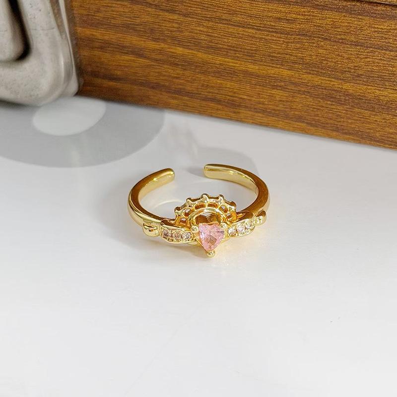 National Tide Style Retro Enamel Color Open Ring Medieval Vintage Flower Niche High-End Ring