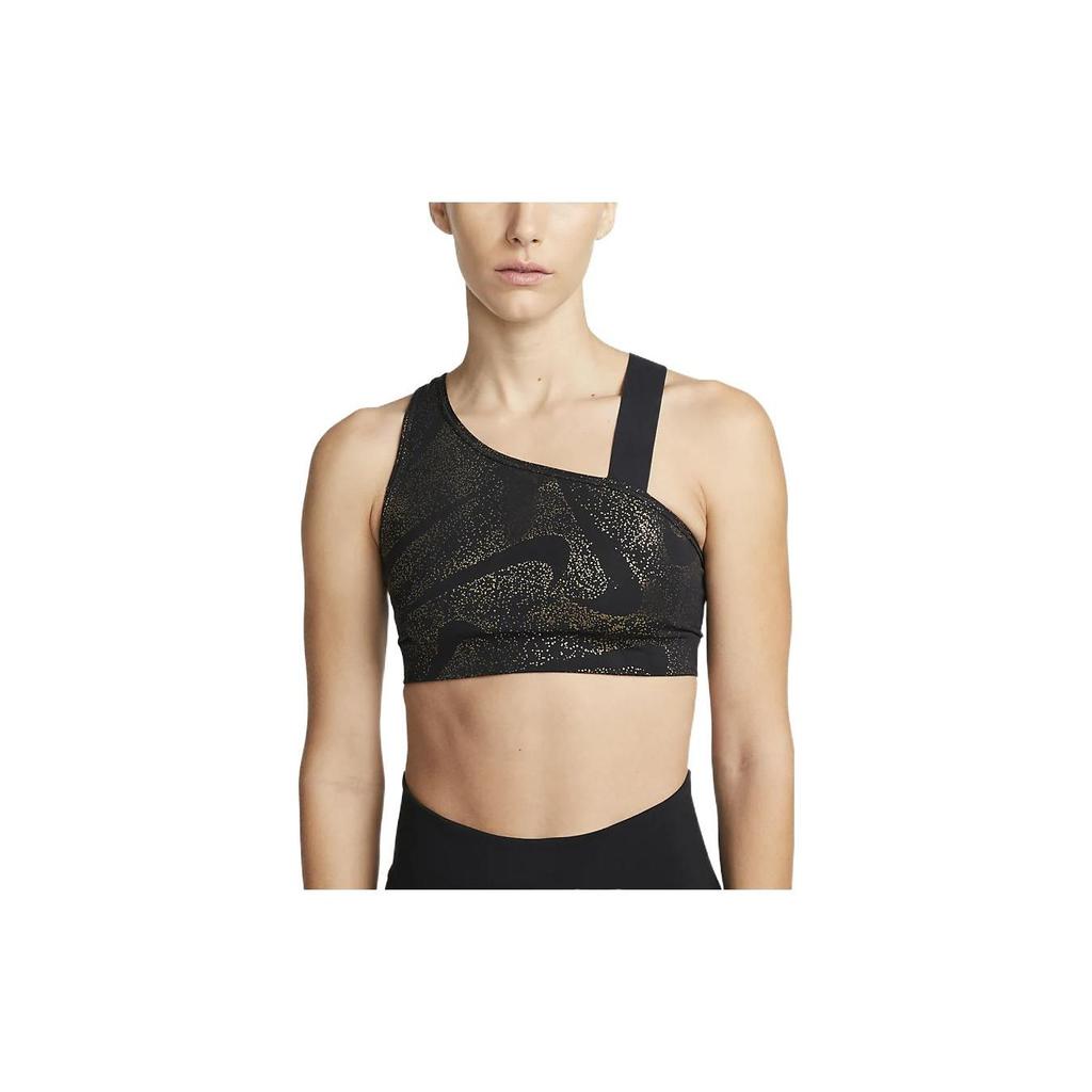 Nike Polka Dot Logo Print Asymmetrical Sports Bra Women Underwear Black DQ5243-010