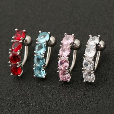 C-förmiger Bauchnabelring mit Diamanten – Körperpiercingschmuck im europäischen und amerikanischen Stil