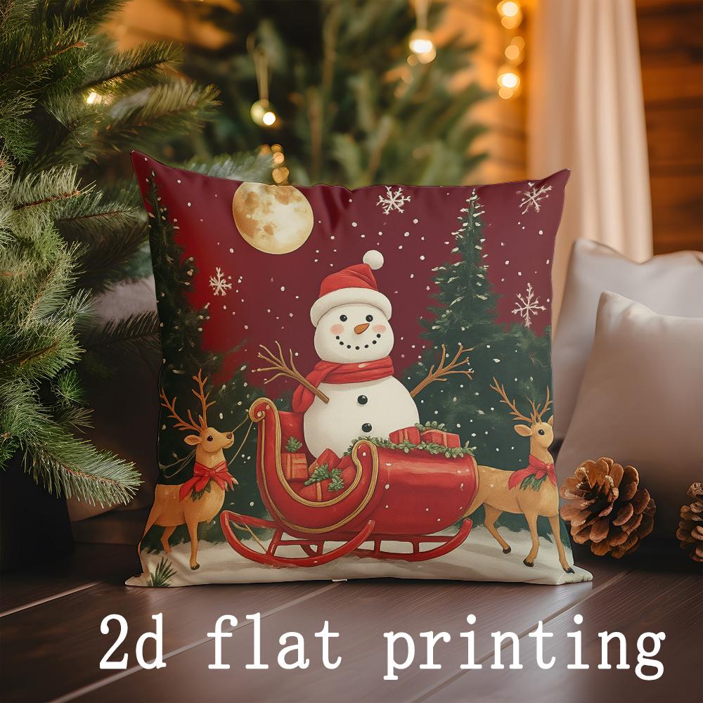 Home Decor Christmas Snowmen Santa Cushions Suitable For Sofa Bedroom Car Pillow Cover Cushion Rectangular Back Cushion