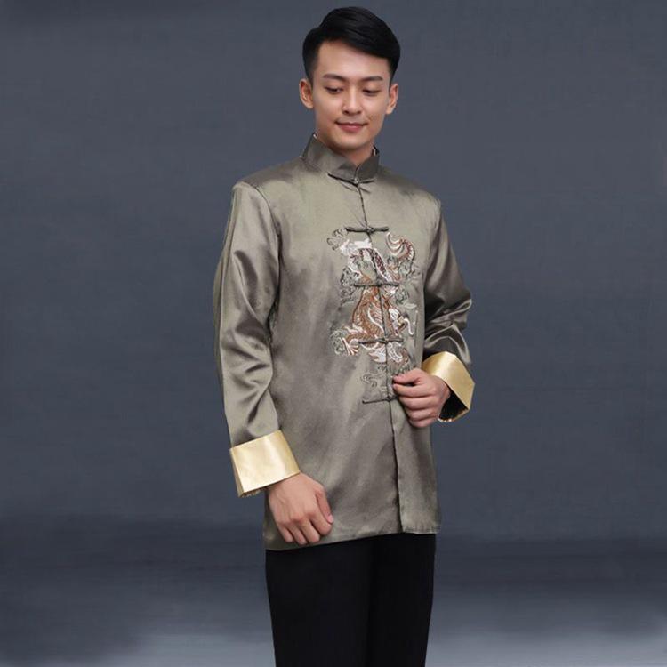 Men's Tang Suit: Embroidered Dragon Jacket - Ethnic Style Retro Long-Sleeved Top for Spring & Autumn