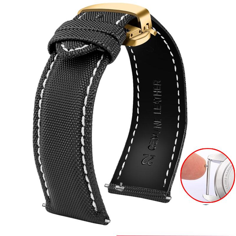 Für Mido Nylon Lederarmband Commander M021 M025 Multifort M005 Tissot CASIO Schwarz Orange TAG Heuer Nylonarmband 20mm 21mm 22mm
