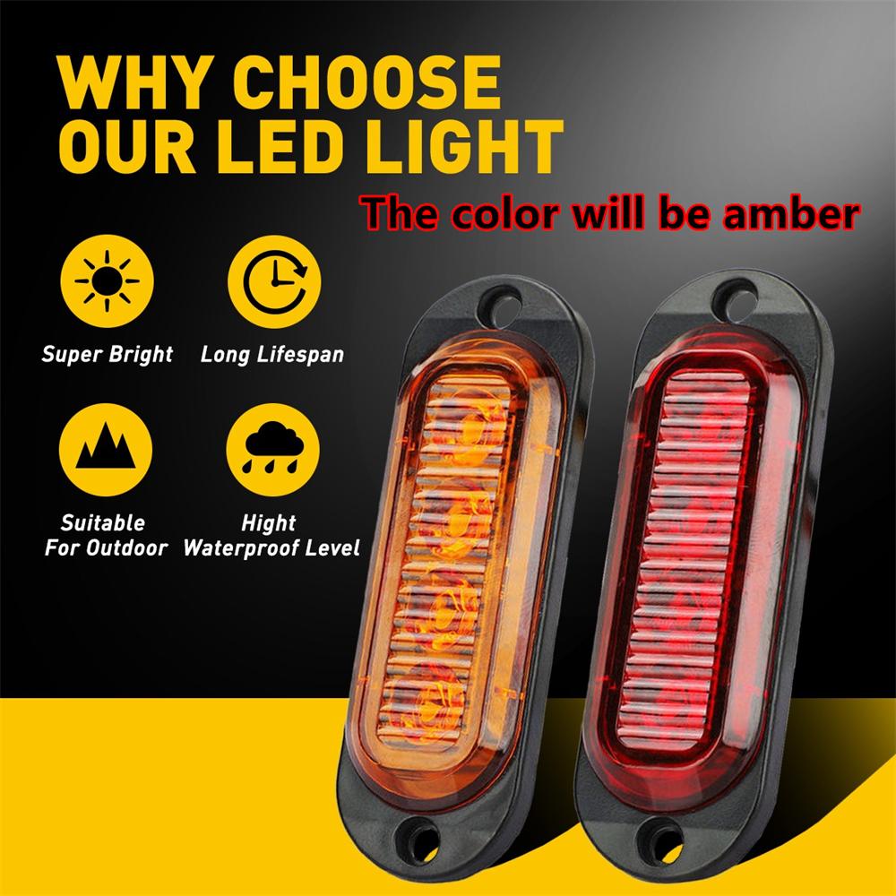 8PCS Amber LED Side Marker Clearance Lights Waterproof Trailer Truck RV
