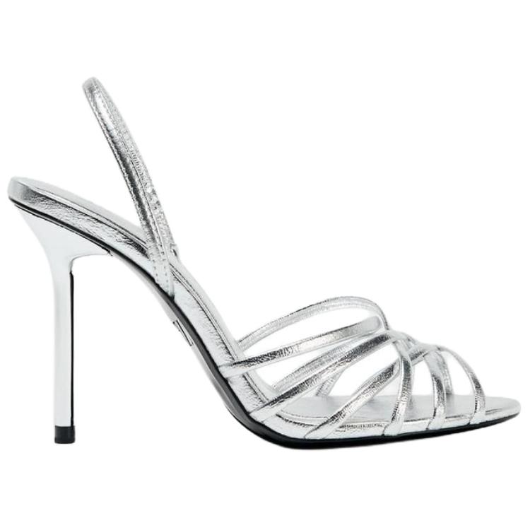 Zara Pu Fashionable Elegant One Strap Sandals Women Sandals Silver 3328610808
