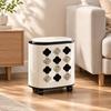 Wheeled Trash Bin with Floral Pattern Lidded Compact Rolling Waste Portable Can