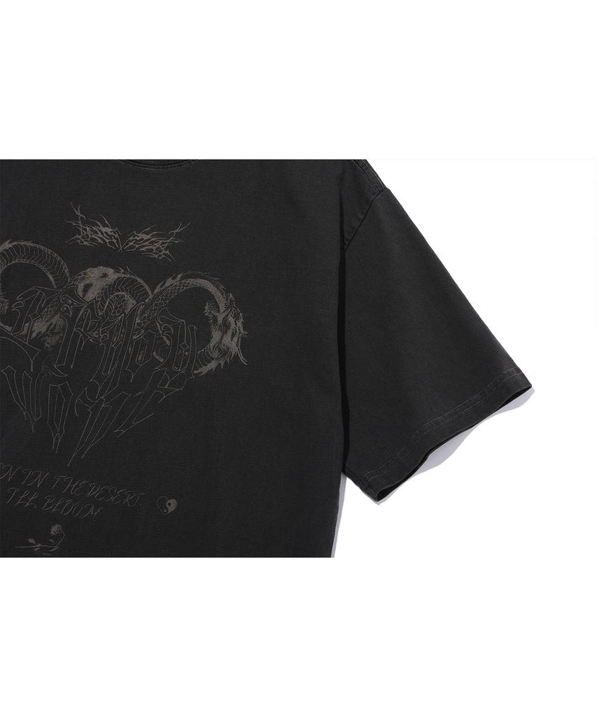 IFYOUWANT Distorted Pigment Tee Smoke Black