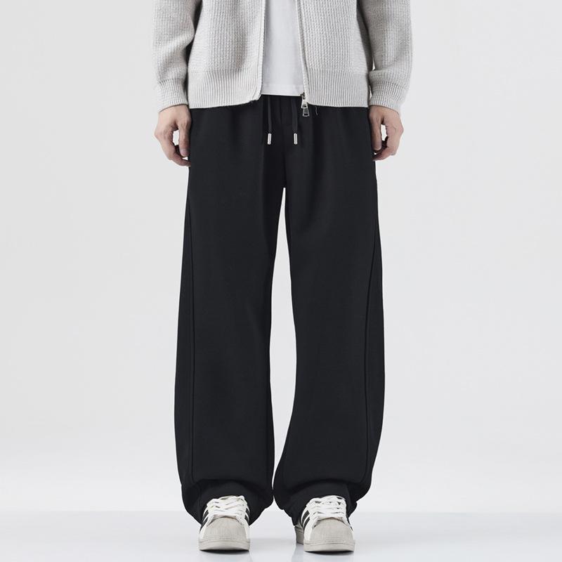 Japanese retro trendy brand elastic waist splicing sweatpants men's spring new loose wide-leg drape casual pants