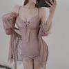 PHCOMRICH Babydoll Sexy Lingerie with Floral Cute and Half Slip Size Lace, Sheer, Gown, Camisole, Nightgown, (Cameo Brown, L)