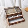 Dreischichtige Schmuckschatulle, hochwertige mehrschichtige Walnussfarbe Ring- und Halskettenschmuckaufbewahrungsbox, Ausstellungs-Schmuckschatulle, Schmuck