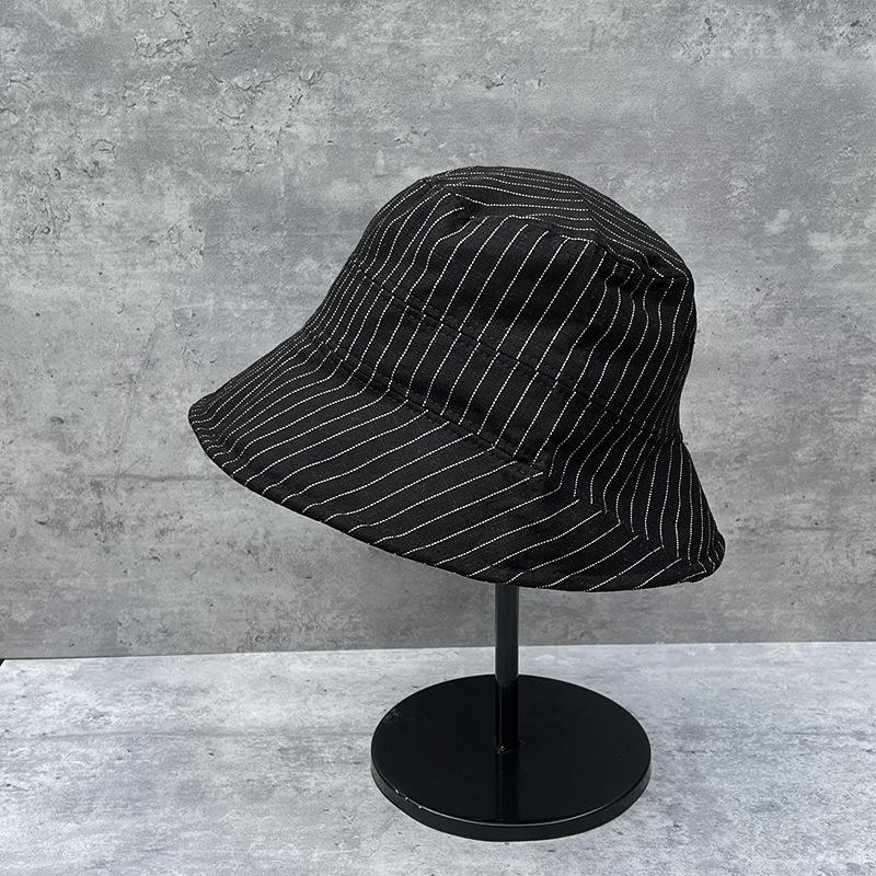 25 простых полосатых хлопково-льняных панам для рыбаков для детей, легкие и дышащие универсальные панамы-ведра с защитой лица на лето M（56-58cm）