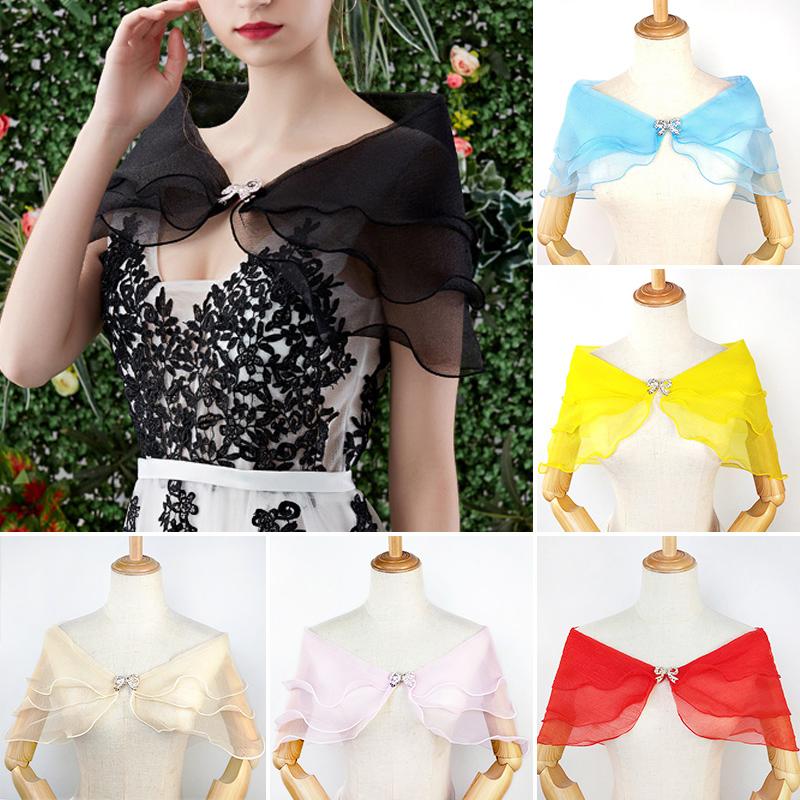 1Pc Fashion Solid Color Shawl Wedding Gown for Women Bow Button Forest System One Shoulder Versatile Thin Style Shawl
