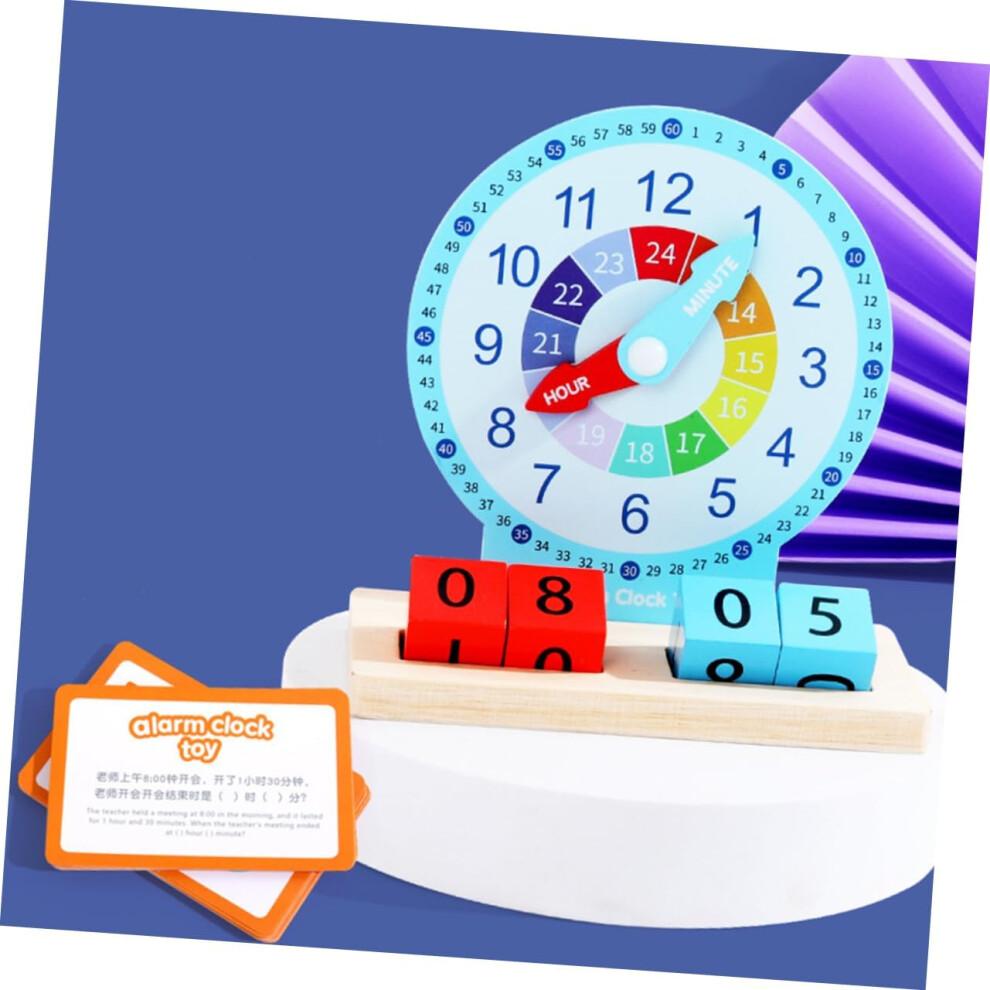 1Satz Holzspielzeug Kinderuhr Lernuhr für Kleinkinder, Farbenfrohes Design zur Farberkennung und kognitiven Entwicklung