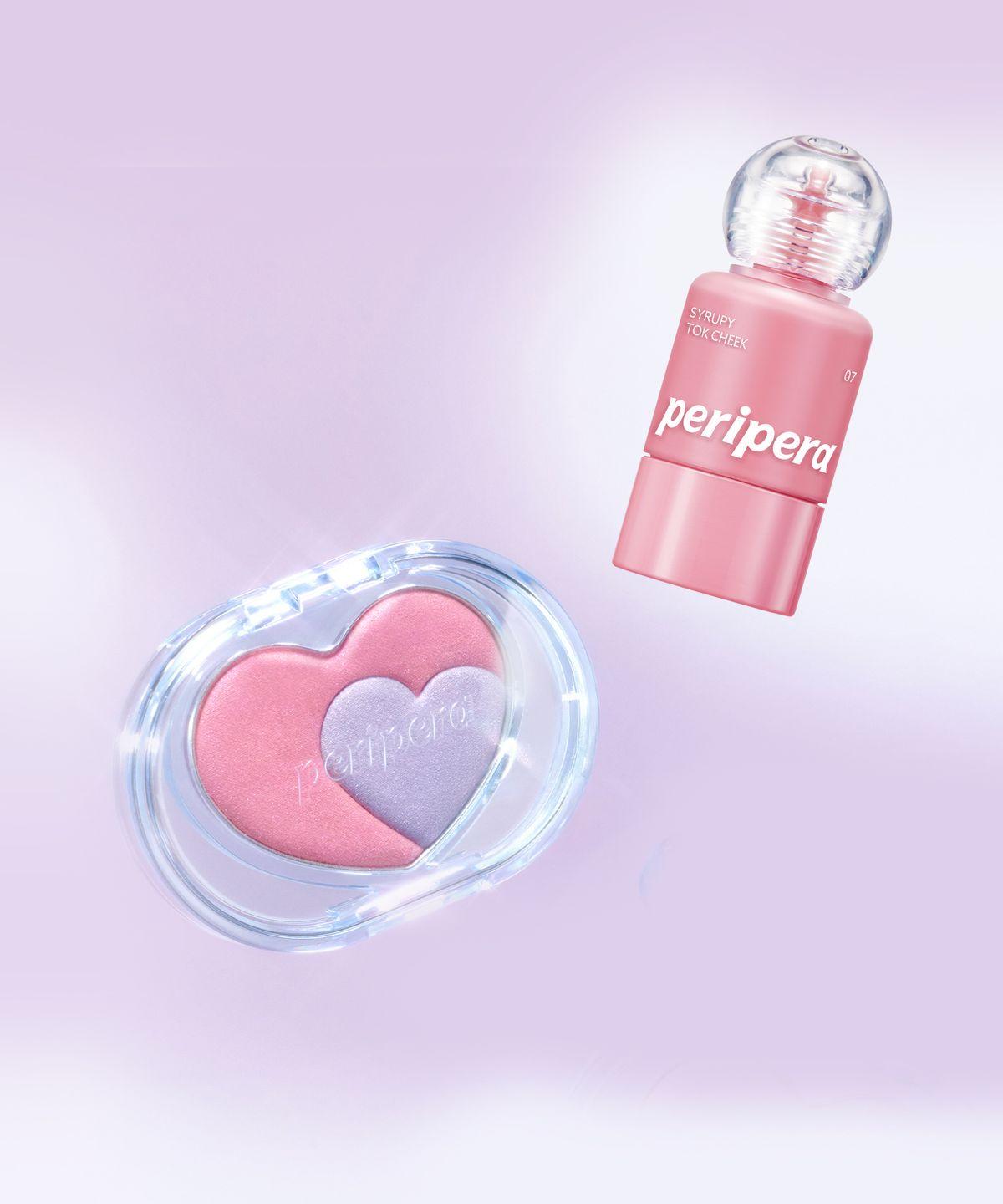 [Cheek SET] Peripera Heart Pocket Beam + Syrup P Tok Cheek 01 Rainbow reflection