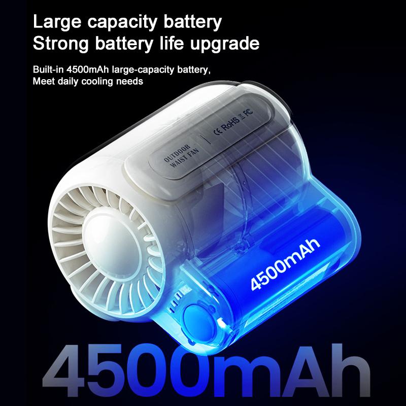 Waist Clip Fan Portable Waist Mounted Cool Fan Rechargeable Mini Waist with 3 Speeds Strong Wearable Clip Belt Fan for Outdoor