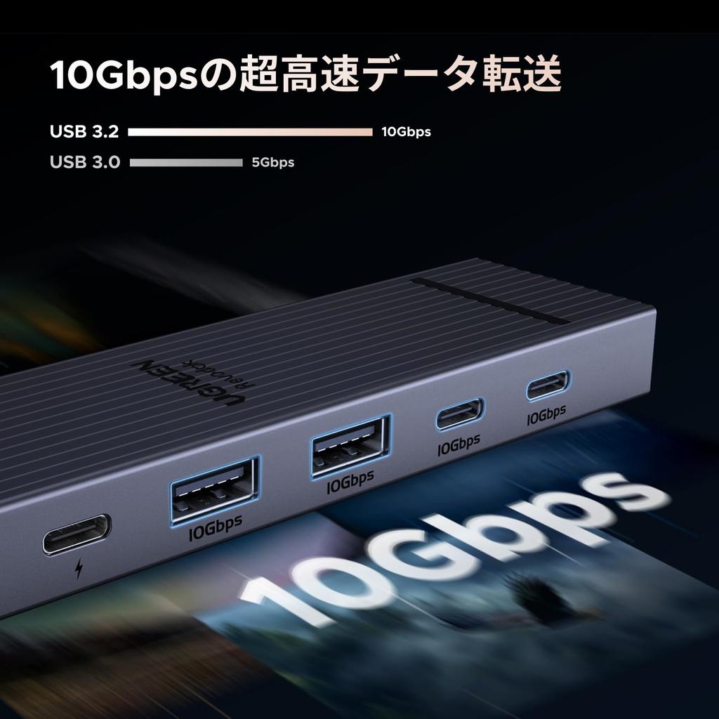 UGREEN Revodok Hub 6in1 100W USB PD Compatible 4K 60Hz 10Gbps High Speed Data Transfer HDMI Port USB C Compatible with MacBook iPad Thinkpad Rog USB-C