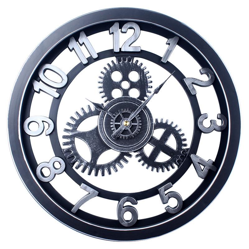 

35СМ Ретро Индустриальный Стиль Декор Шестерни Бар Кафе Настенное Украшение Подвеска Интернет Кафе Шестерни Часы Фоновая Стена 35CM [Style] Silver