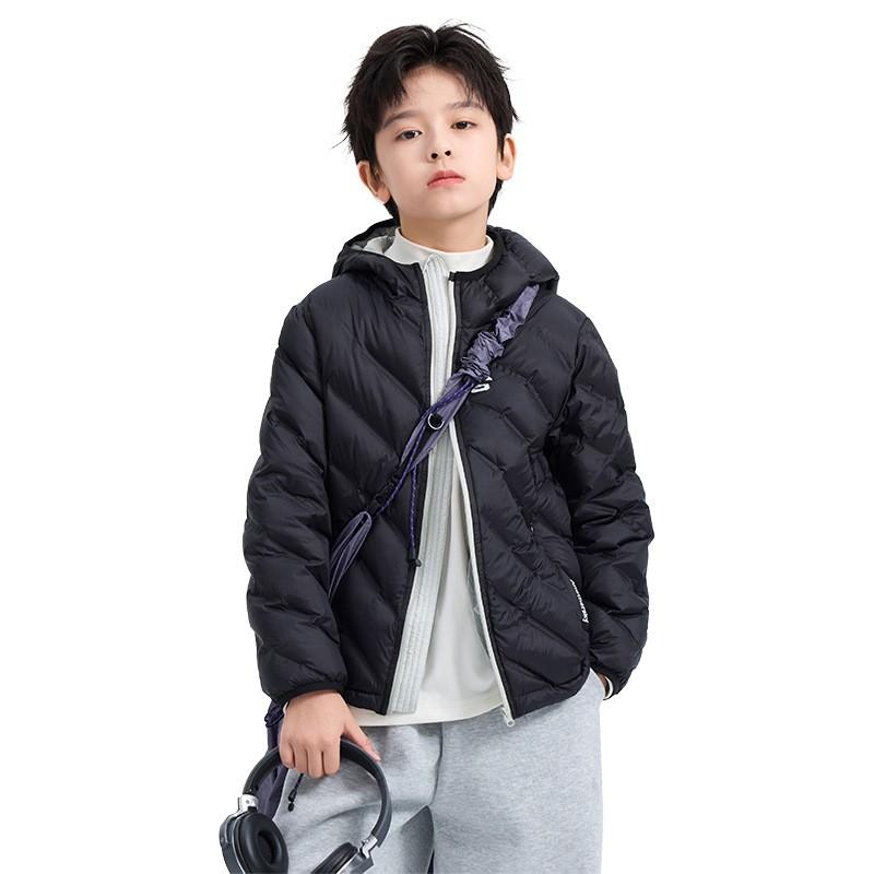 Boys Winter Lightweight Down Jacket 90% White Duck Waterproof Hooded Puffer Coat Kids Students