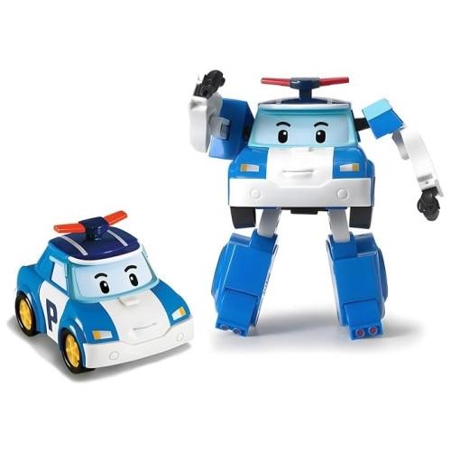 2-Pack Transformable Robot Car Toys Set Roy+Poli Blue/Red Plastic Material Deformable Vehicles