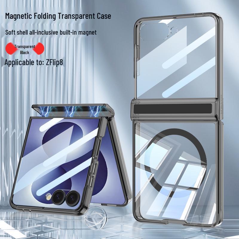 Samsung Z Flip 8 Case: Transparent, Magnetic, Wireless Charging, Soft Airbag Design, Solid Color.