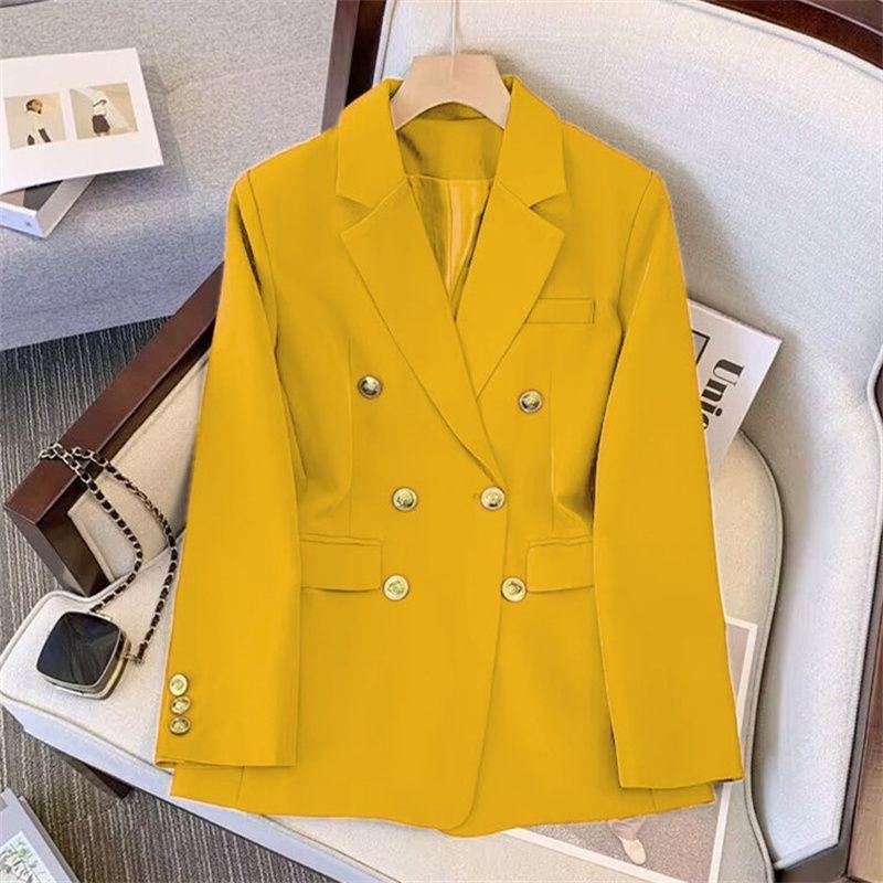 Damen Herbst Elegant Zweireihig Lockerer Blazer Schlank Jugendlich Mode Anzug Oberbekleidung Jacke
