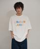 WAIKEI Mellow Dream Check Letter Short Sleeve T-Shirt Ivory