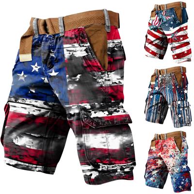 Men's Independence Day Printed Multi Pocket Workwear Shorts