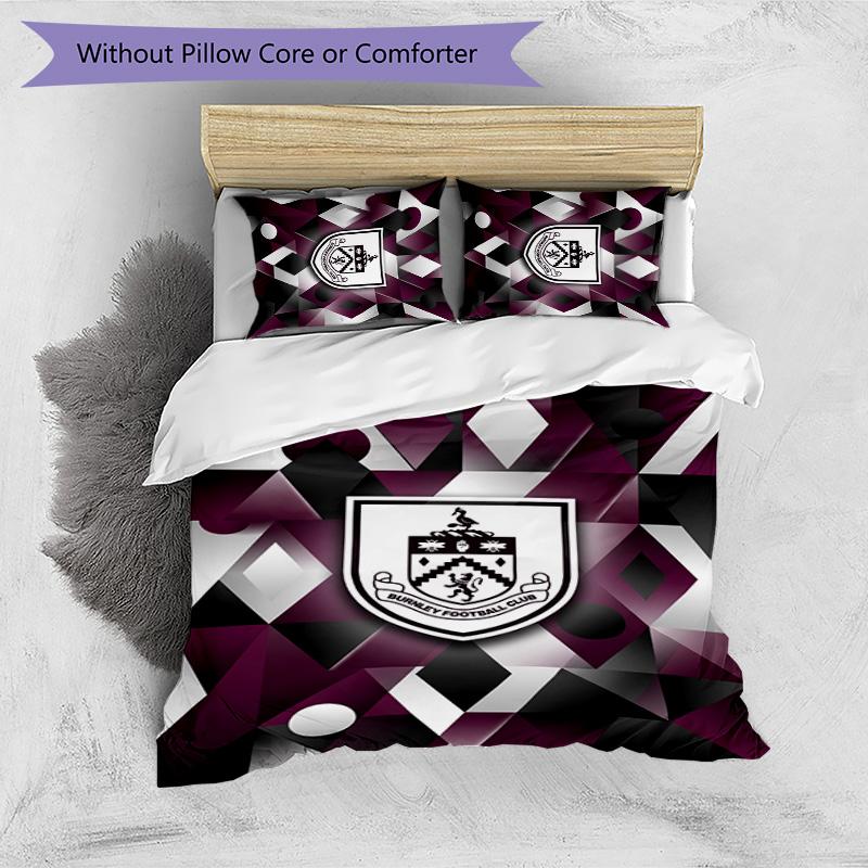 Set Lenzuola Stampato Burnley Football 3 Pezzi, Comodo Set Copripiumino per Camera da Letto Amico della Pelle