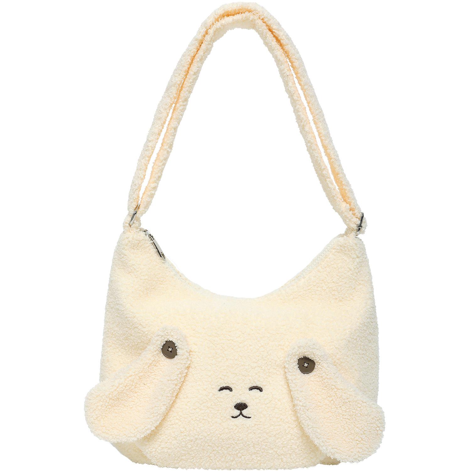 

Winter Lamb Wool Shoulder Bag Cute Fluffy Simple and Lightweight Hobo Bag for Women Commuter Textured Casual Tote Storage Bag